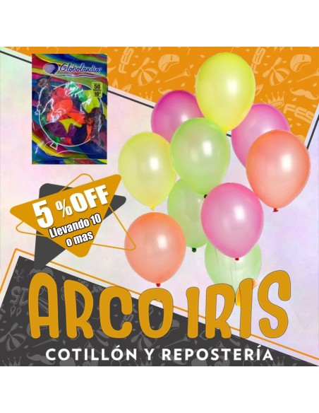 Globo Fluo 10 X 50 Surtido +10-5% Promo Por Cantidad Globolandia