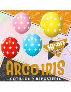 Globo Estandar 9 X 10 +5-10% Estrellas Varios Colores Promo Por Cantidad Globolandia