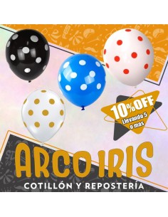 Globo Estandar 9 X 10 +5-10% Lunares Varios Colores Globolandia Promo Por Cantidad Liquidacion