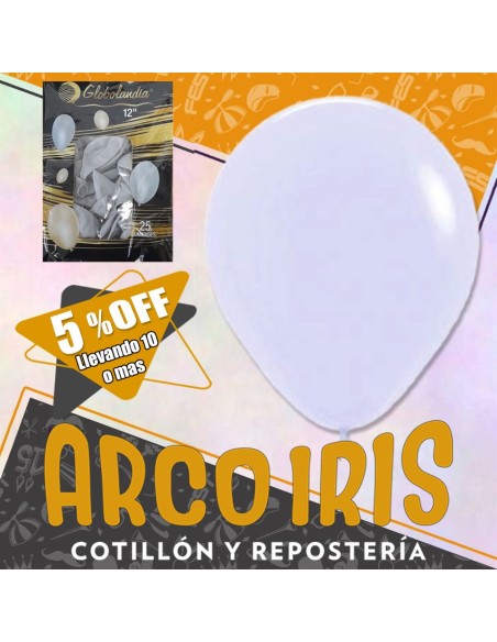 Globo Pastel 12 X 25 Gris +10-5% Promo Por Cantidad Globolandia