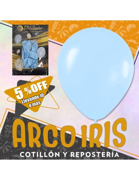 Globo Pastel 12 X 25 Celeste +10-5% Promo Por Cantidad Globolandia Revelacion De Genero