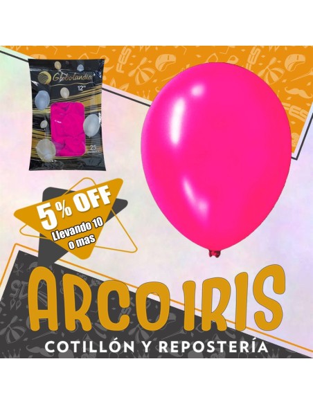 Globo Estandar 12 X 25 - Rosa Chicle +10-5% Promo Por Cantidad Globolandia