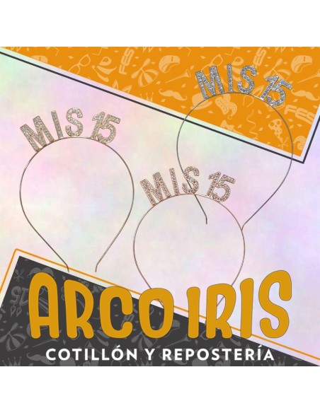 Vincha 15 Anos Metal Con Stras - Party Goods Dorada-plateada-rosa Gold-rosa-vincha -