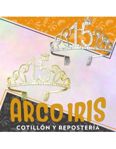 Tiara Metal 15 Anos Plata -dorada Con Strass-corona Plata-dorada- 2