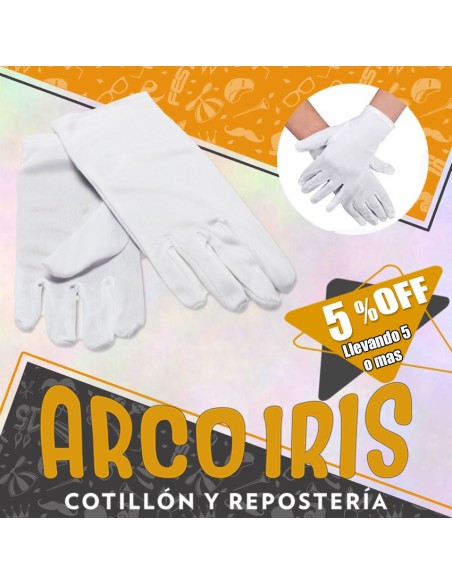 Guantes Blancos Tela Largo X 2 +5-5% Promo Por Cantidad