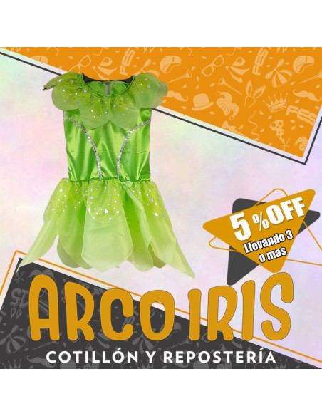 Disfraz Vestido Verde  - Talle 4 Campanita -halloween