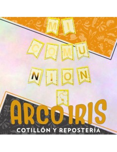 Banderin Mi Comunion Rosario -gold Mundo