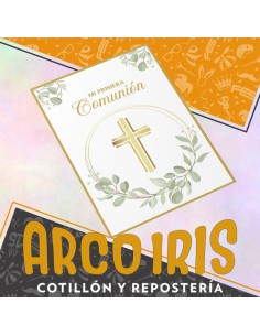 Comunion Poster Green - Gold Mundo-mi Primera Comunion-