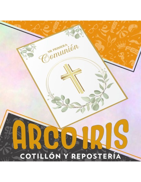 Comunion Poster Green - Gold Mundo-mi Primera Comunion-