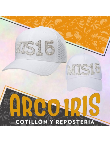 Gorro Gorra Fashion Mis 15 -blanca-letra Strasy Perla- Party Store