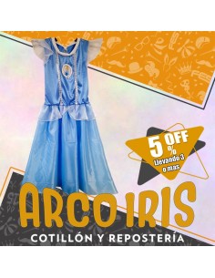 Disfraz Vestido Celeste - Talle 4 Princesa Cenicienta - Halloween