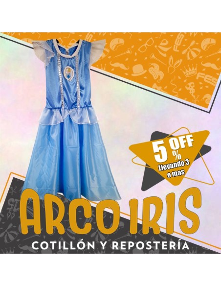Disfraz Vestido Celeste - Talle 2 Princesa Cenicienta - Halloween