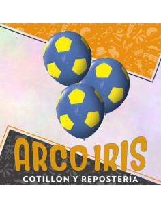 Globo Estandar Futbol Azul Y Amarillo 12 X 12 - Full Impresos Tuky Standard Pelota