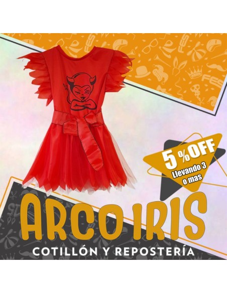 Disfraz Diablita Vestido Rojo- Talle 2- Halloween