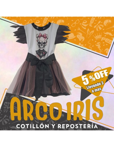 Disfraz Vestido Calaca Rosa  - Talle 2 -halloween