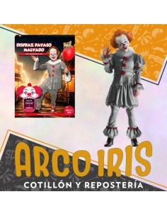 Disfraz Adulto Payaso Malvado - Talle M- Halloween-pantalon Y Camisola- Party Store