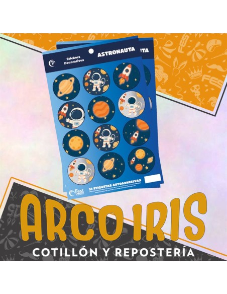 Astronauta Stickers 2 X 12 - 24 Stickers Decorativos