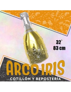 Mylar 32 Botella Metal Burbujas Xu - 83 Cm Globo Metalizado Papel