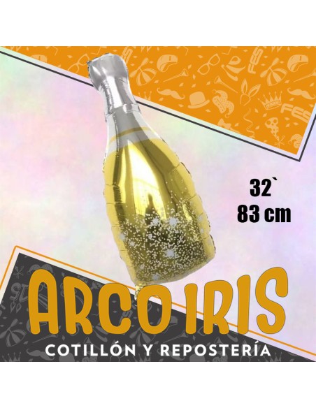 Mylar 32 Botella Metal Burbujas Xu - 83 Cm Globo Metalizado Papel