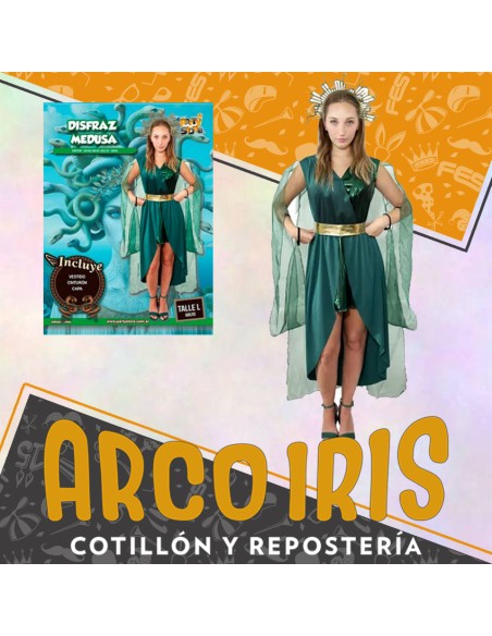 Disfraz Adulto Medusa - Talle M -halloween-vestido -cinturon Y Capa- Party Store