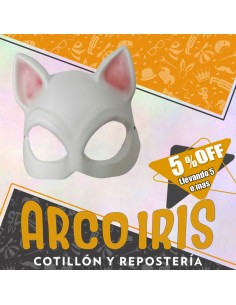 Goma Eva Mascara Gata Blanca Xu +5-5% Promo Por Cantidad -orejas Rojas-