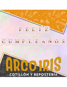 Banderin Feliz Cumpleanos Rosa Opaco Con Stamping Party Gold Mundo