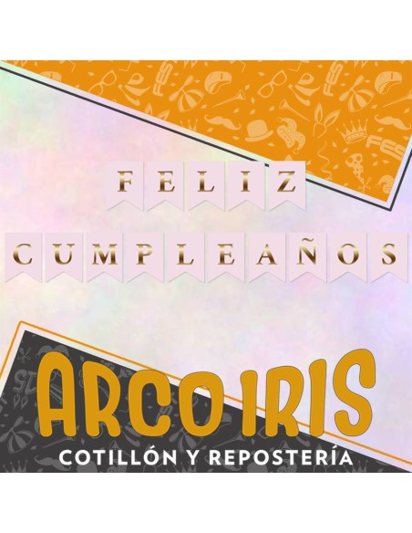 Banderin Feliz Cumpleanos Rosa Opaco Con Stamping Party Gold Mundo