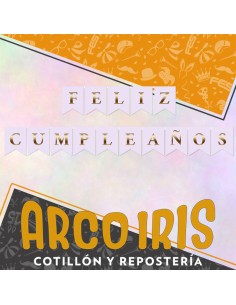 Banderin Feliz Cumpleanos Lila Opaco Con Stamping Party Gold Mundo