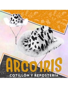 Gorro Cowboy Animal Print Con Plumas Borde Contorno Boa Varios Colores