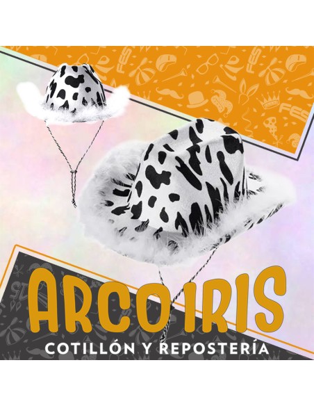 Gorro Cowboy Animal Print Con Plumas Borde Contorno Boa Varios Colores