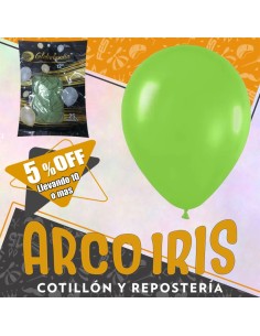 Globo Estandar 12 X 25 - Verde Manzana +10-5% Promo Por Cantidad Globolandia