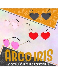 Anteojo Corazon Premium Xu - Negro-rojo-rosa-fucsia Acrilico Valentin