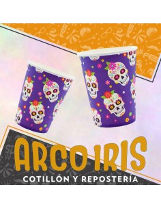 Calavera Mexicana Vaso 180 Cc Polipapel X 6 -calaca- Party Store