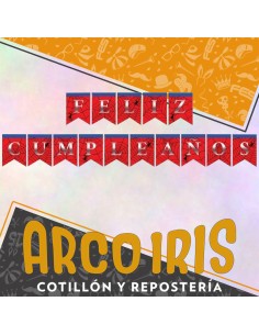 Banderin Feliz Cumpleanos Arana Stamping Plateado Party Gold Mundo