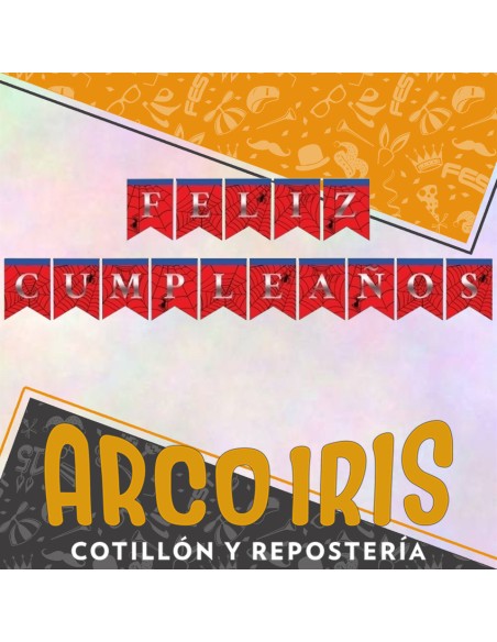 Banderin Feliz Cumpleanos Arana Stamping Plateado Party Gold Mundo