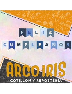 Banderin Feliz Cumpleanos Paleta Azul - Party Gold Mundo