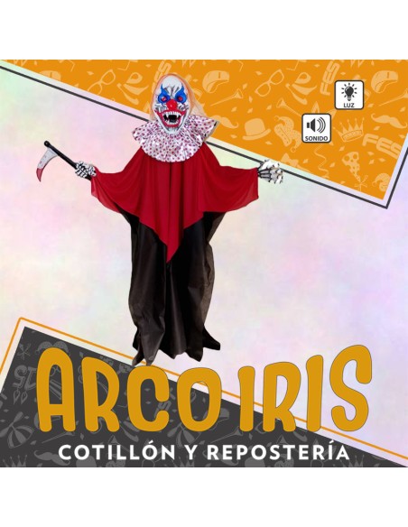 Muneco Payaso Gigante 230 Cm Colgante Con Luz Y Sonido Halloween