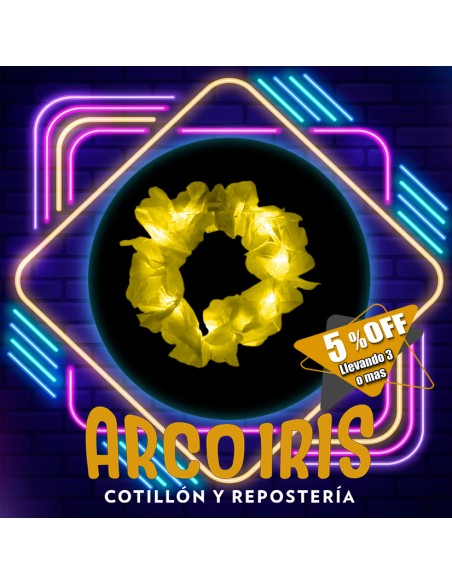 Luminoso Vincha Hawaiana Premium Amarillo Fluo Xu +3-5% Promo Por Cantidad Primavera Vincha Clavel Seda