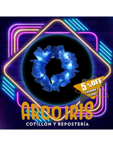 Luminoso Vincha Hawaiana Premium Azul Xu +3-5% Promo Por Cantidad Primavera Vincha Clavel Seda