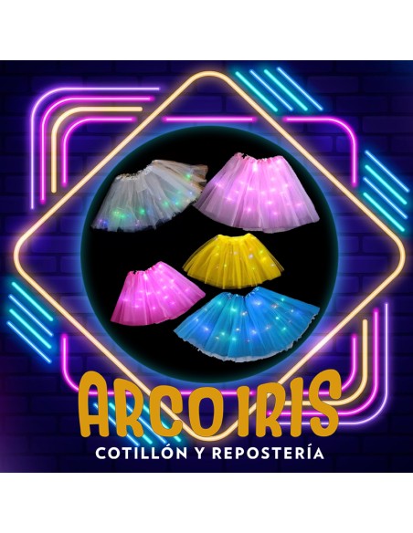 Luminoso Pollera Tul 30 Cm -bailarina China Cat2 Fluo Promo Por Cantidad Primavera Tutu