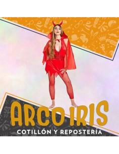 Disfraz Adulto Diabla Xu - Con Vincha Y Capa Halloween Candela