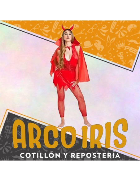 Disfraz Adulto Diabla Xu - Con Vincha Y Capa Halloween Candela