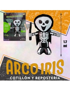 Muneco Inflable Esqueleto Fantasma - 1.2 Mt Con 2 Led Halloween Party Store