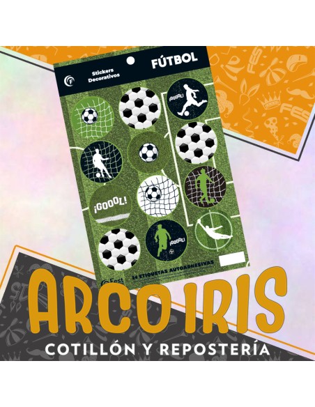 Futbol Stickers 2 X 12 U - 24 Stickers Decorativos Equipos Futbol-cotillon Otero Fest Copack-