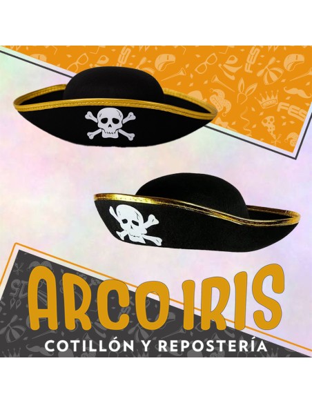 Gorro Pirata Birrete Calavera Dorada Borde Dorado -