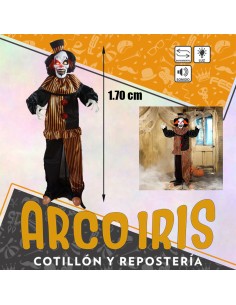 Muneco Payaso Al Abismo - 170 X 120 Cm Luz Sonido Y Movimiento Halloween Party Store