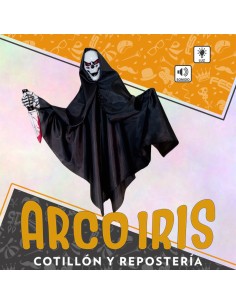 Muneco Calavera Mediano 100 Cm Colgante Con Luz Y Sonido Halloween