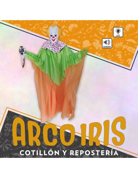 Muneco Payaso Grande 170 Cm Colgante Con Luz Y Sonido Halloween