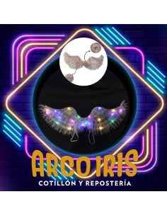 Luminoso Ala Angel 60 X 20 Cm - Rosa-blanca- Luz Multicolor