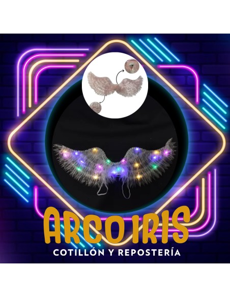 Luminoso Ala Angel 60 X 20 Cm - Rosa-blanca- Luz Multicolor